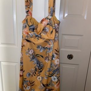 ASOS print tea length dress with drop straps